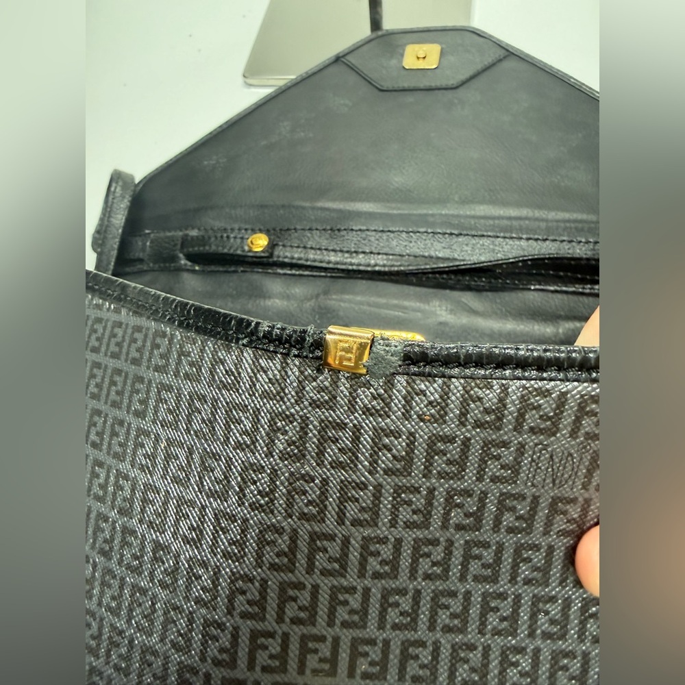 Fendi Vintage Zucca Crossbody Bag Black FF Logo Shoulder Bag Italy READ - Picture 12 of 16